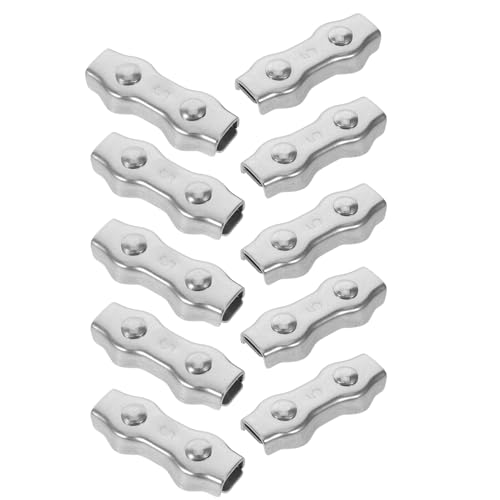 SHINEOFI Morsetti a Sella per Funi Metalliche in Acciaio Inossidabile M5, Clip per Cavi Duplex Doppio Bullone, Set da 10 Pezzi per Ancoraggio e Fissaggio Cavi in Ambienti Esterni