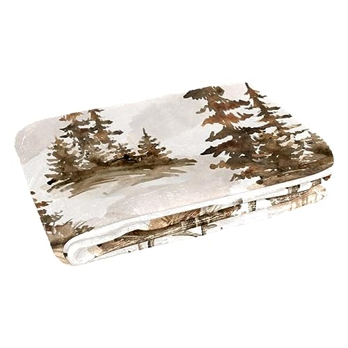 Couverture cerf et renard en aquarelle douce 150x100 cm pour lit