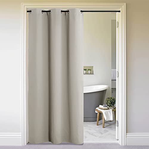 Image of NICETOWN Natural Door Curtain for Doorway Privacy, Curtains 84 Inch Length, Room Divider Curtain Cover, Blackout Temporary Insulated Closet Curtain for Bedroom Closet (1 Panel, 5ft Wide)