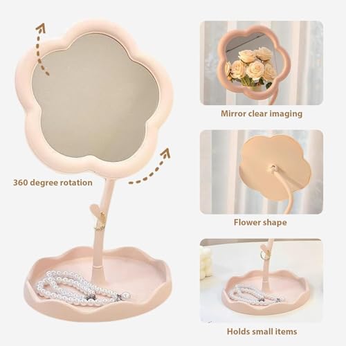 Espejo de maquillaje personal con forma de flor y base miniatura 4