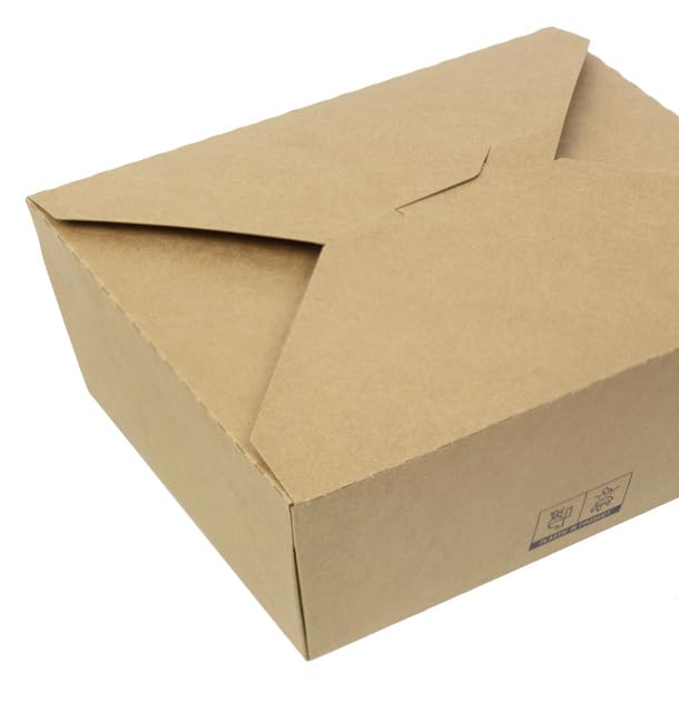 25 Caja Americana Kraft, 17x13,5x6,5 cm, 1300 ml, Resistente y Biodegradable, Comida Rápida y Para Llevar, Ecológica