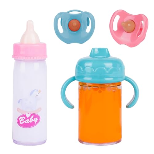Diyxisk 2 Pièces Biberon Magique, 2 Pièces Tétine, la Magie Biberon Magique pour Poupée, Sécurité Biberon Poupee, Alimentation Simulée, Liquide Qui Disparaît, aux Enfants âGés de 3 Ans et Plus