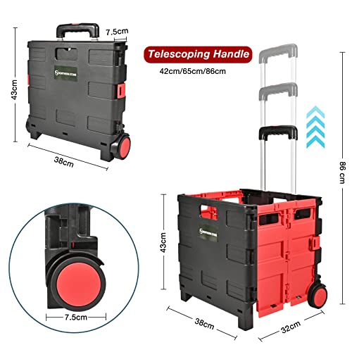 NORTHERN STONE Einkaufstrolley klappbar, Teleskop-Griff, Kofferraumwagen mit verstellbarem Aluminium-Teleskopgriff, Bis… – Bild 5