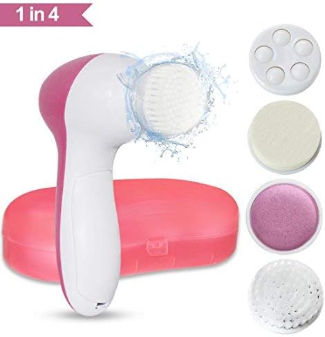 Electric Facial Cleansing Brush Set 4 in 1, Spa set for Deep Cleansing and Removing Blackheads, 2 Speeds Settings, Travel Case included.