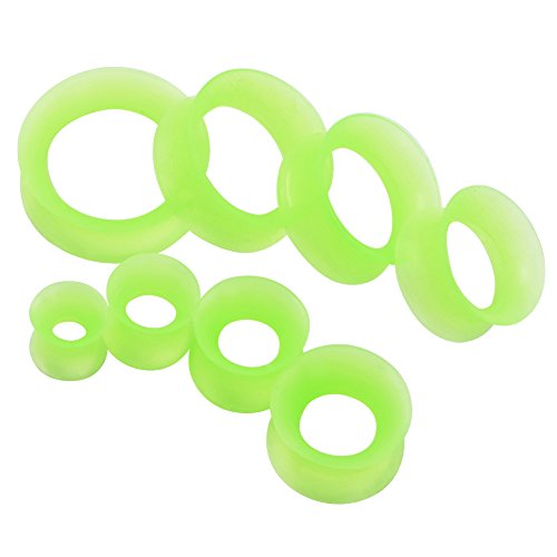 Longbeauty 11 Pair Thin Silicone Ear Skin Flexible Flesh Double Flared Ear Tunnels Expander Plugs Stretcher 11 Colors-10mm - Thumbnail 3