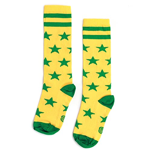 Meia Cano Alto Infantil Copa Do Mundo Brasil Jokenpô Estrela Cor:Verde;Tamanho:M