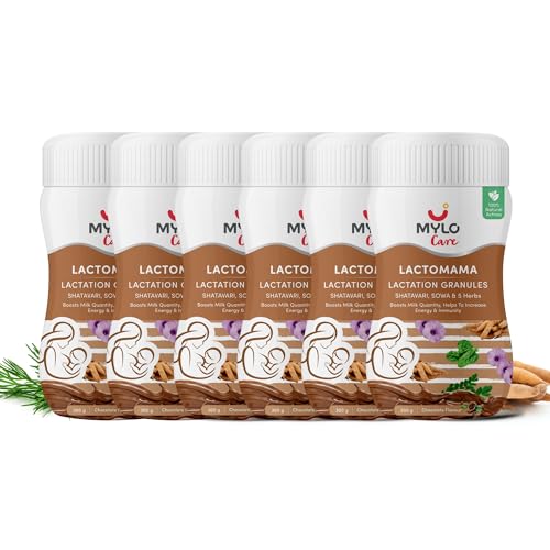 Image of Mylo Lactomama Granules - Lactation Supplement for breastfeeding with Shatavari to Increase Breast Milk - 300 g each | With Herbs like Moringa, Sowa & 5 Others | 2 Scoops per Serving (Pack of 6, Chocolate)
