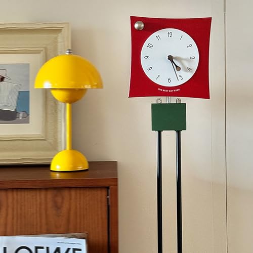 Orologio da terra, orologio da terra in metallo, orologi a pendolo silenziosi, orologi a pendolo in metallo con decorazione artistica da pavimento, a batteria, for soggiorno, ufficio(Red)