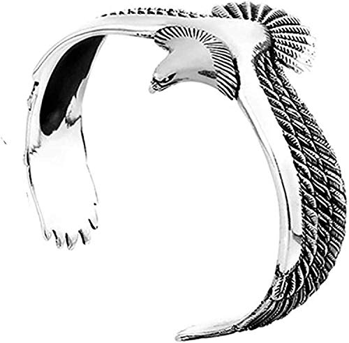 kuppl 1/2Pcs S925 Sterling Silver Eagle Cuff Bracelet, Adjustable Eagle Cuff Bracelet Personality Creative Vintage for Men and Women (Silver)
