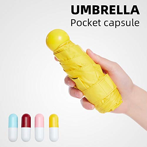 Luwsldirr Women Windproof Capsule Umbrella Portable Mini 5 Foldable Sun Uv Rain Protection Red #TOP1
