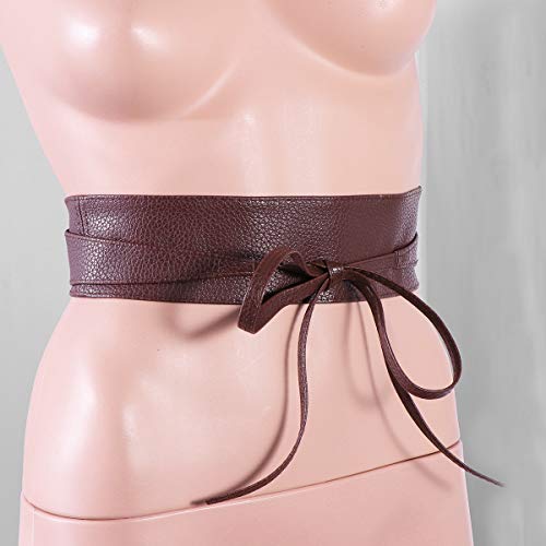 KESYOO Fashion Feminino Couro PU Laço Cintura Cinto Alça Cummerbund para Vestido (Preto), Café, tama