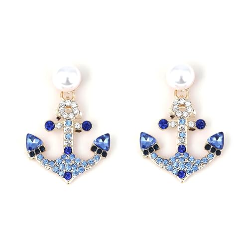 Blue Anchor Earrings Ocean Navy Anchor Hypoallergenic jewelry for women