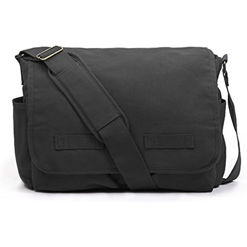 Sweetbriar Classic Messenger Bag - Vintage Canvas Shoulder, Black, Size Large Cover