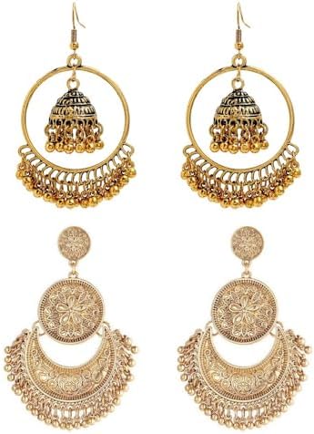 Indian Jewelry Set for Women Vintage Bohemian Earrings Ethnic Gol...