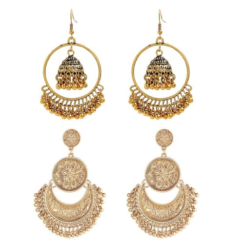Indian Jewelry Set for Women Vintage Bohemian Earrings Ethnic Gol...