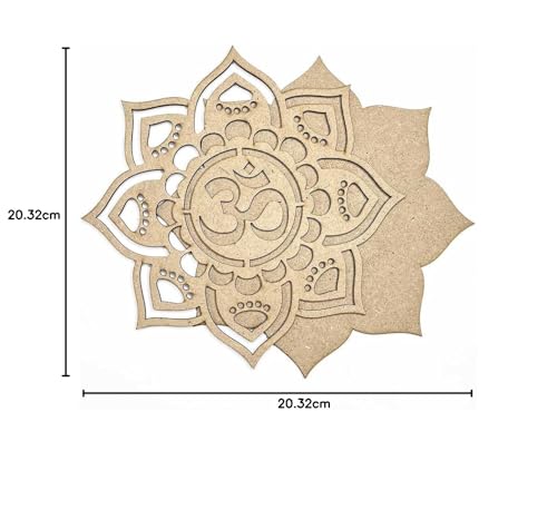 Image of Adikala MDF Om & Lotus Cutout Design with Base | Art Decor | Showpieces for Home Decor | Office | Wall Hanging Decoration Items 8.INCH-Set of 12