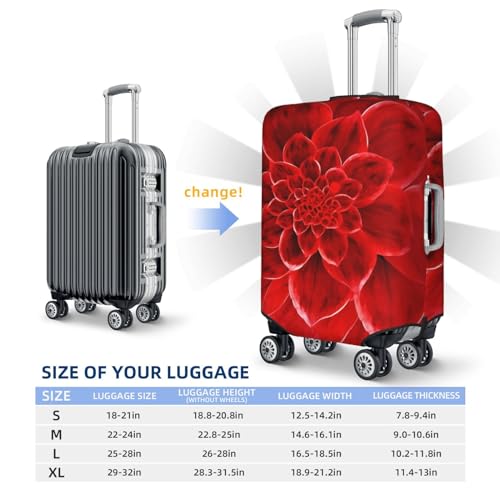 Housse de protection pour valises XL noire à fleurs rouges extensible