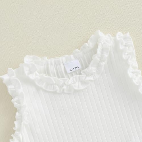 3PCS Baby Girls Ruffles Neck Ribbed Knitted Vest Sleeveless Shirt + A-line Denim Skirt + Belt Outfits Sets4