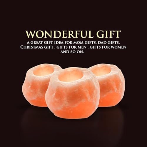 Himalaid Hand Crafted Himalayan Salt Candle Holders + Tea Light Candles- Set Of 6 | 2.5Lbs Natural Tea Light Holders For Health & Decorative Use | Salt Lamp Tealight Holders (Pink/White) #TOP7