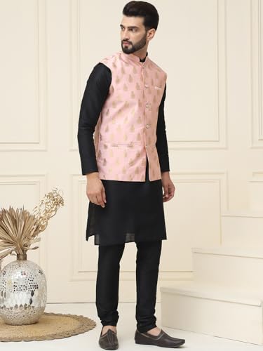 Image of SOJANYA (Since 1958 Men's Silk Blend Kurta Pyjama With Nehrujacket Set