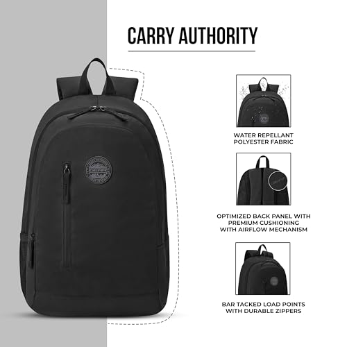 Image of Gear Eco 4 18 inch /19L Medium Water Resistant Daypack | Casual Backpack | Travel Backpack for Men /Women (Black - Black)