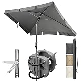 4smile SunnyShade Sonnenschirm Balkon mit Halterung im 3-er-Set, UV 50+, 200x125 cm, Anthrazit, für Balkongeländer, Sonnenschirm rechteckig, Sonnenschutz Balkon, Balkonschirm mit Sonnenschirmhalter