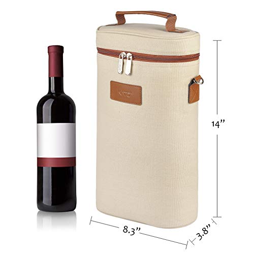 Tirrinia-2-Bottle-Wine-Gift-Tote-Carrier-Leakproof-Insulated-Padded-Versatile-Canvas-Cooler-Bag-for-Travel-BYOB-Restaurant-Wine-Tasting-Party-Great-Christmas-Day-Gift-for-Wine-Lover-Beige