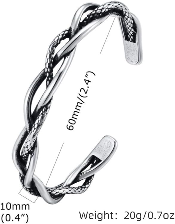 YWMAN Vintage Twisted Vines Cuff Bracelet, Stainless Steel Braided Woven Cuff Bangle, Adjustable Open Bracelet for Men Women - Image 2