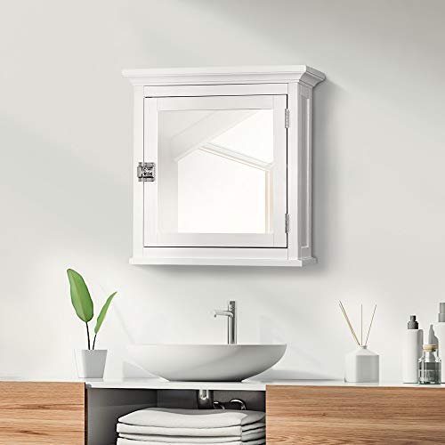Elegant Home Fashions Madison Removable Wooden Medicine Cabinet With Mirrored Door, White #TOP3