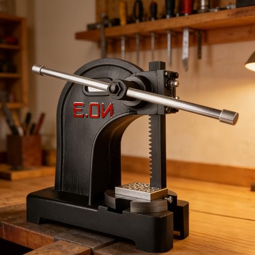 3 Ton Manual Arbor Press, Heavy-Duty Cast Iron Construction, 12 In Max Height, Lightweight & Portable Hand Press Tool for Stamping, Bending, Forming in Factory, Workshop, Construction Site