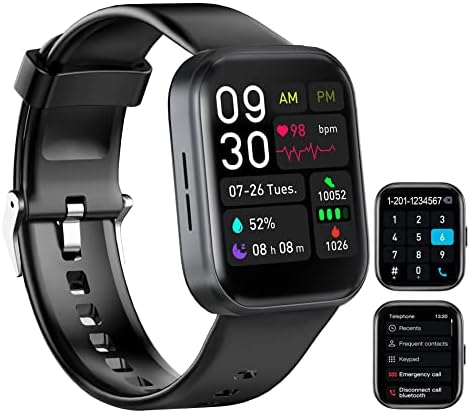 Phone Smart Watch Answer/Make Calls with Call Text/Heart Rate/ SPO2/Blood Pressure/Sleep/Body Temperature Monitor/100+ Sport Mode, IP67 Waterproof Smart Watch for Android Phones iPhone Compatible