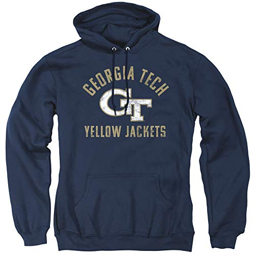 Georgia Tech Official Yellow Jackets Logo Unisex Adult Pull-Over Hoodie Navy Medium