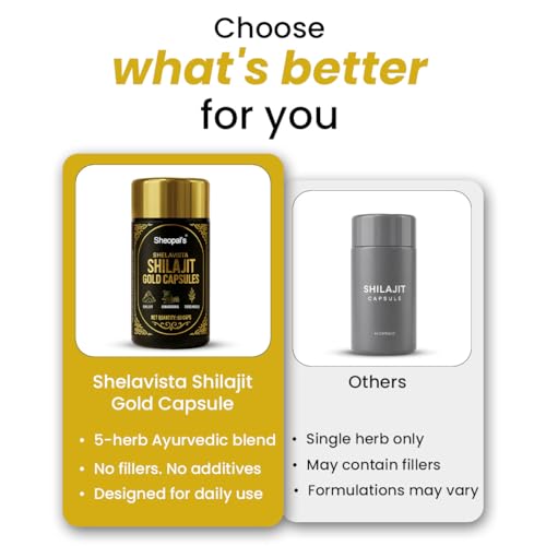Image of Sheopals Shelavista Shilajit /Shilajeet Gold 120 Capsules | For Stamina, Muscle Growth & Energy | Ashwagandha, Gokshura, Safed Musali With Other Action Herbs | 100% Ayurvedic