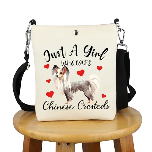 G2TUP Chinese Crested Lover Gift Who Loves Chinese Cresteds Crossbody Bag Chinese Crested Mom Travel Bag Dog Merch