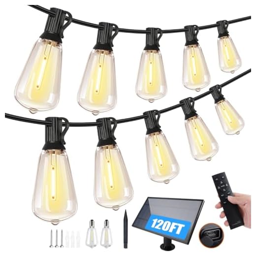 Best string lights for patio umbrella Bdrofn Commercial Grade Solar String Lights