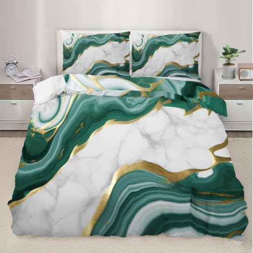 Parure de lit 140x200 marbré vert or en microfibre infroissable D-80 - 3