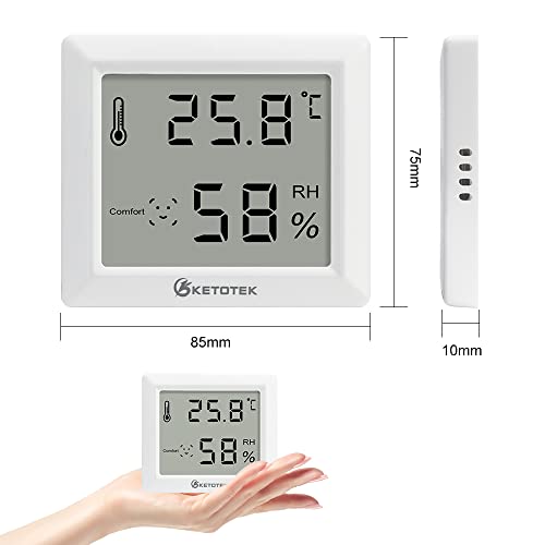 Foto von KETOTEK Digital Hygrometer Thermometer 3 Stück Thermo-Hygrometer Innen Raumthermometer Luftfeuchtigkeitsmesser Zimmerthermometer für Innenraum Babyraum Wohnzimmer Büro
