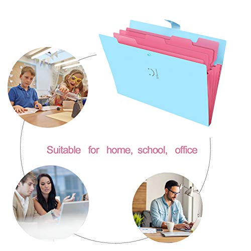 Skydue Expanding File Folder 5 Pockets ,Letter A4 Paper Accordion Document Organizer (Blue) #TOP4