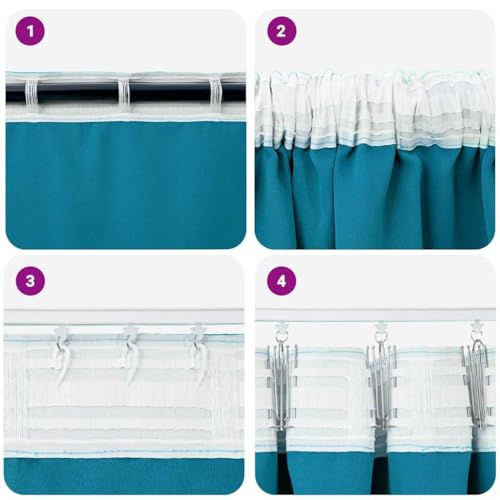 Rideaux occultants turquoise de haute densité en polyester 225x140 - 7