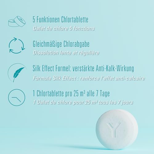 BAYROL e-Chlorilong® POWER 5 - 1kg - Chlortabletten für Pool - Multitabs 200g mit 5 Funktionen für Desinfektion Algenverhütung Flockung Kalkvermeidung & Chlorstabilisierung - Chlor Pool