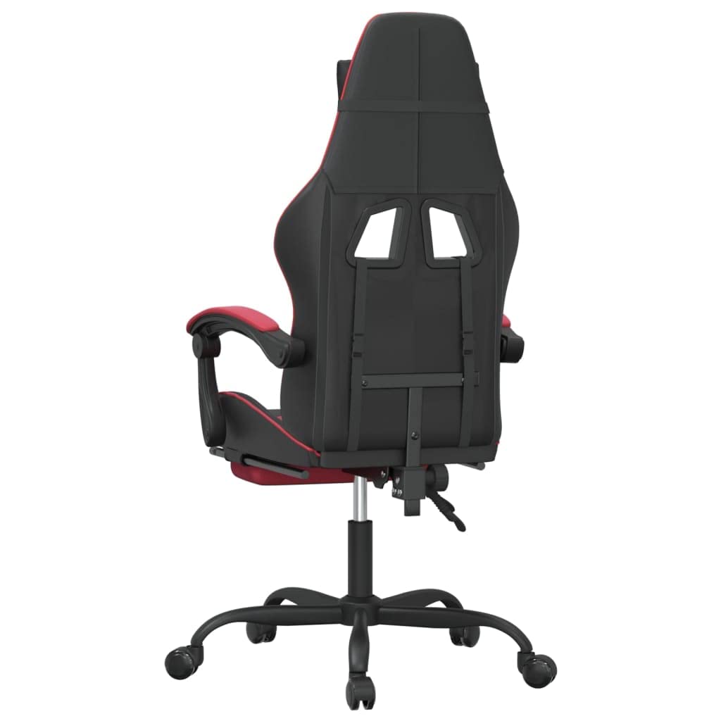 Gaming-Stuhl mit Fußstütze Drehbar Schwarz Weinrot Ergonomischer Sitzsessel mit Rückenlehne Wippfunktion für Homeoffice Jugend PC Esport Komfort
