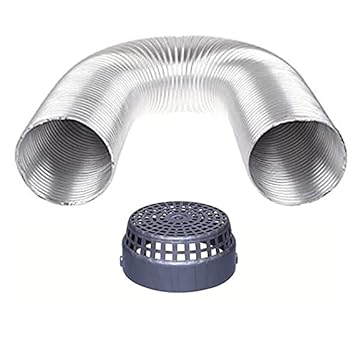 ANMAN 6 Inch Chimney Exhaust Pipe with Free Cowl Cover (Flexible Aluminium Duct Pipe Upto 10 Feet), Silver