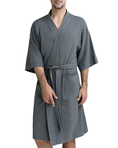 Shaoyao Albornoz Bathrobe Traje de baño para Hombre Unisex Gris XL