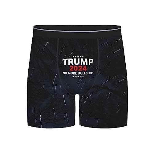 PAUPPY Trump 2024 No More Bs Bullshit Gifts Men's Underwear Boxer Briefs Mens Boxer Briefs Underwear for Men Black-XL