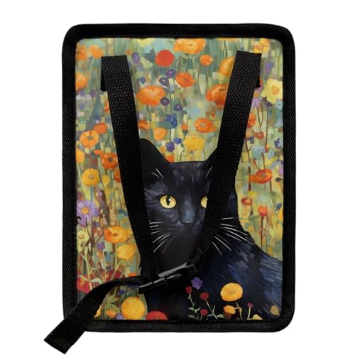 Image of Talayituse Cat Flower Print Car Trash Can with Lid, Leak Proof Auto Trash Bag Hanging Vehicle Garbage Can Multipurpose Storage Container for Back Seat Road Trip