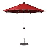Galtech 9-Ft (Model 737) Deluxe Auto-Tilt Umbrella w/Jockey Red Sunbrella Fabric & Antique Bronze Frame