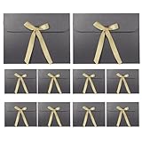 封筒 ラッピング リボン付き 洋封筒 ギフト 包装バッグ 無地 可愛い プレゼントバッグ 下着/タオル/ネクタイ/手袋など包む 結婚式 記念日 母の日 父の日 プレゼント用 厚手ふうとう 横 10枚セット 24x18cm ブラック