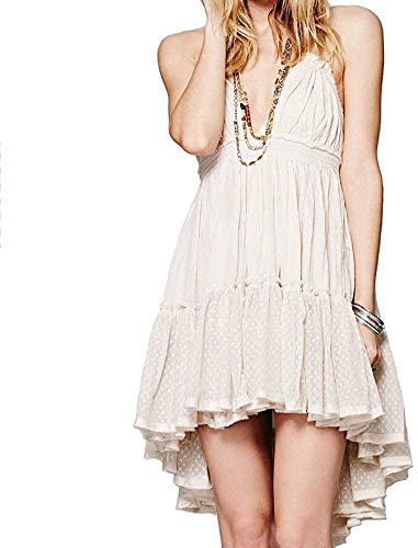 ForeMode Summer Deep V Neck Bohemian Women Mini Short Dress Backless Beach Boho Dress2