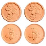 AUJOSHN 4-Pack Brown Sugar Keeper, Natural Terracotta Saver Discs - Stop Hard Sugar for Good, Reusable Moisture Control for Flour Sugar Storage Containers & Dispenser