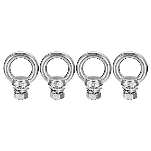 Image of uxcell Lifting Eye Bolt, 4 Sets M8x15mm Eye Bolt with Nut Washer 304 Stainless Steel Shoulder Lifting Ring Eye Bolt for Hanging Item